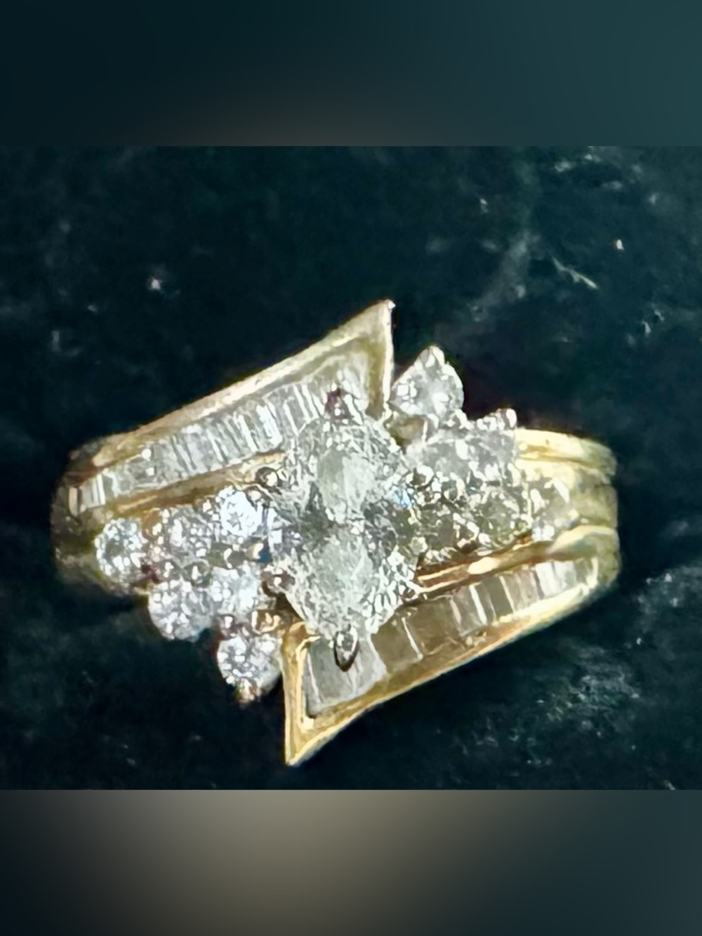 Gold and White Diamond Cluster Ring - Women Jewelry